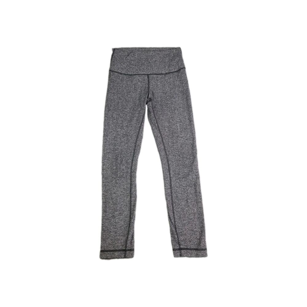 Lululemon Women's High Waisted Leggings Size 6 Black Gray Activewear Gym Z1-140